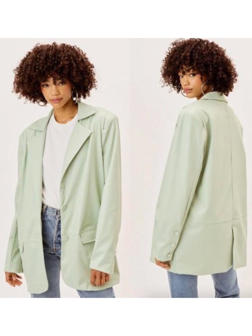 For Love & Lemons Talia Boyfriend Blazer Green Women’s Size Medium NWT